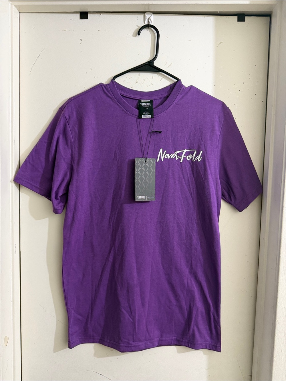 Men's Short Sleeve “ Never Fold” Tee in Purple